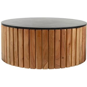 Salontafel marmer Black Ø90, H40, Acacia Natural