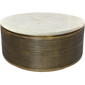 Salontafel marmer - ø80x40 - Wit/goud - Marmer/metaal