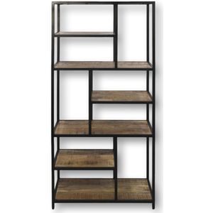 Open vakkenkast Levels - 80x38x180 - Naturel/zwart - Mangohout/metaal