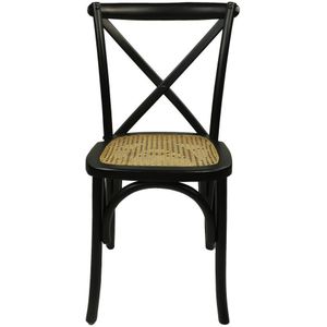 Eetkamerstoel rotan - 48x45x90 - Zwart/naturel - Mahonie/rotan