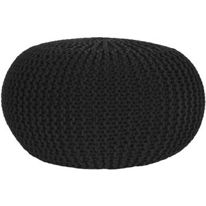 LABEL51 Poef Knitted - Zwart - Katoen - L