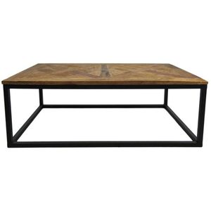 Salontafel Mozaiek - 110x70x40 - Naturel wax/zwart - Teak/ijzer