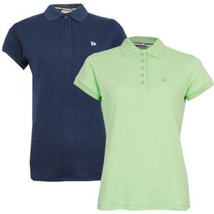 Donnay Donnay Dames - 2-Pack - Polo Shirt Lisa - Donkerblauw & Lemon Green