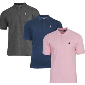 Donnay Donnay Heren - 3-Pack - Polo shirt Noah - Donkergrijs / Navy / Shadow Pink