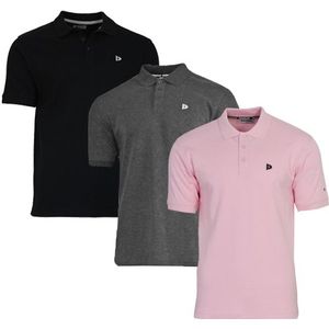 Donnay Donnay Heren - 3-Pack - Polo shirt Noah - Zwart / Donkergrijs / Shadow Pink