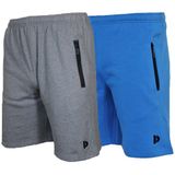 Donnay Donnay Heren - 2-Pack - Korte joggingbroek Nick - Zilvergrijs & True Blue