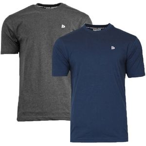 Donnay Donnay Heren - 2-Pack - T-Shirt Vince - Donkerblauw & Donkergrijs