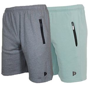 Donnay Donnay Heren - 2-Pack - Korte joggingbroek Nick - Zilvergrijs & Lichtgroen