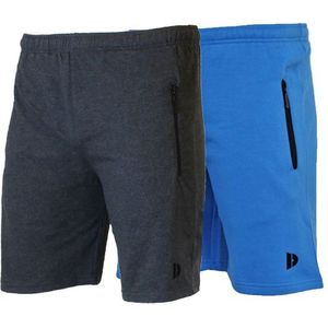 Donnay Donnay Heren - 2-Pack - Korte joggingbroek Nick - Donkergrijs & True Blue