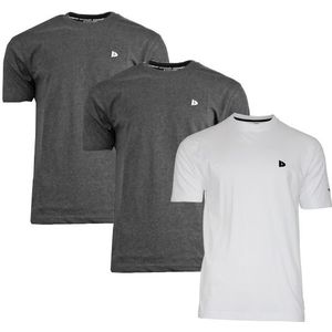 Donnay Donnay Heren - 3-Pack - T-Shirt Vince - Donkergrijs & Wit
