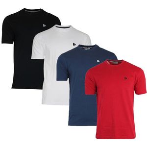 Donnay Donnay Heren - 4-Pack - T-Shirt Vince - Zwart/Wit/Navy/Rood