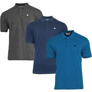 Donnay Donnay Heren - 3-Pack - Polo shirt Noah - Donkergrijs / Navy / Petrol Blue
