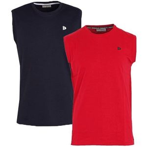 Donnay Donnay Heren - 2-Pack - Mouwloos T-shirt Stan - Navy & Rood