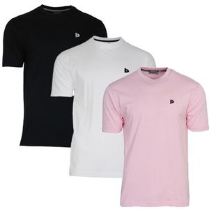 Donnay Donnay Heren - 3-Pack - T-Shirt Vince - Zwart/Wit/Shadow Pink