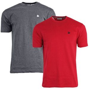 Donnay Donnay Heren - 2-Pack - T-Shirt Vince - Donkergrijs & Rood