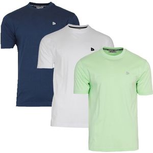 Donnay Donnay Heren - 3-Pack - T-Shirt Vince - Navy/Wit/Lemon Green