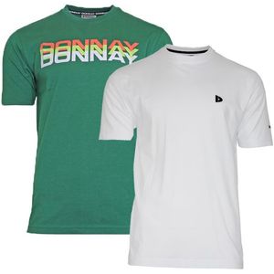 Donnay Donnay Heren - 2-Pack - T-Shirt Daks + Vince - Bosgroen & Wit