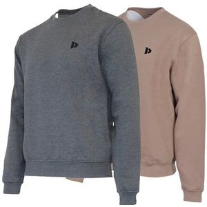 Donnay Donnay Heren - 2-Pack - Fleece Crew Sweater Dean - Donkergrijs & Taupe Grey