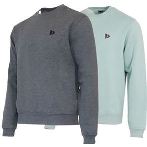 Donnay Donnay Heren - 2-Pack - Fleece Crew Sweater Dean - Donkergrijs & Lichtgroen