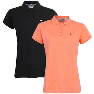 Donnay Donnay Dames - 2-Pack - Polo Shirt Lisa - Zwart & Zalm Oranje