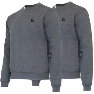 Donnay Donnay Heren - 2-Pack - Fleece Crew Sweater Dean - Donkergrijs