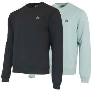 Donnay Donnay Heren - 2-Pack - Fleece Crew Sweater Dean - Zwart & Lichtgroen