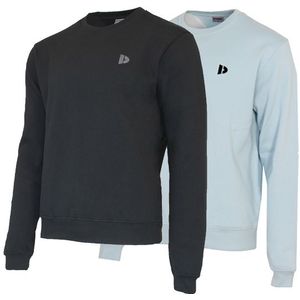 Donnay Donnay Heren - 2-Pack - Fleece Crew Sweater Dean - Zwart & Lichtblauw