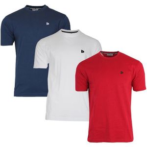 Donnay Donnay Heren - 3-Pack - T-Shirt Vince - Navy/Wit/Rood