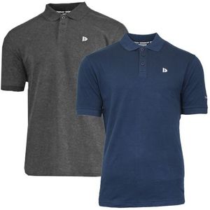 Donnay Donnay Heren - 2-Pack - Polo shirt Noah - Donkergrijs & Navy