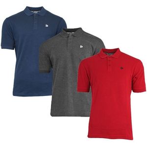 Donnay Donnay Heren - 3-Pack - Polo shirt Noah - Navy / Donkergrijs / Rood