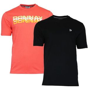 Donnay Donnay Heren - 2-Pack - T-Shirt Daks + Vince - Perzik Oranje & Zwart