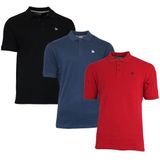 Donnay Donnay Heren - 3-Pack - Polo shirt Noah - Zwart / Navy / Rood