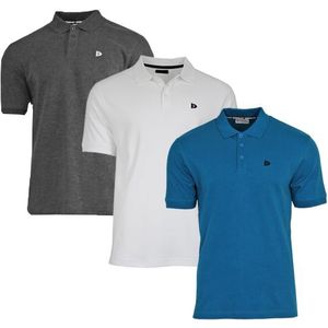 Donnay Donnay Heren - 3-Pack - Polo shirt Noah - Donkergrijs / Wit / Petrol Blue