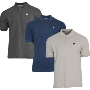 Donnay Donnay Heren - 3-Pack - Polo shirt Noah - Donkergrijs / Navy / Sand