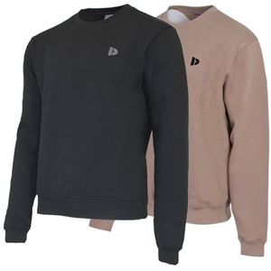 Donnay - Dean - Fleece Sweater - Zwart - 2-Pack - Ronde Hals - Heren