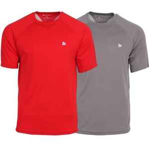 Donnay - Sportshirt - Poppy-red/Steel Grey - T-Shirt - Heren - 2-Pack