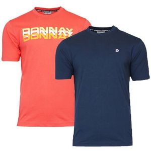 Donnay Donnay Heren - 2-Pack - T-Shirt Daks + Vince - Perzik Oranje & Navy