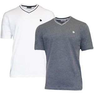 Donnay Donnay Heren - 2-Pack - T-Shirt Jason - Wit & Donkergrijs