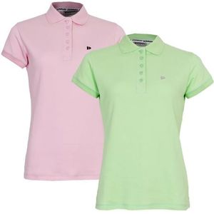 Donnay Donnay Dames - 2-Pack - Polo Shirt Lisa - Shadow Pink & Lemon Green