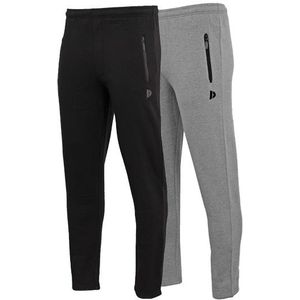 Donnay Donnay Heren - 2-Pack - Joggingbroek rechte pijp Sky - Zwart & Zilvergrijs