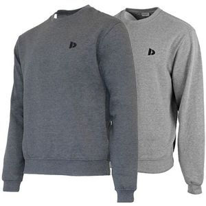 Donnay Donnay Heren - 2-Pack - Fleece Crew Sweater Dean - Donkergrijs & Zilvergrijs