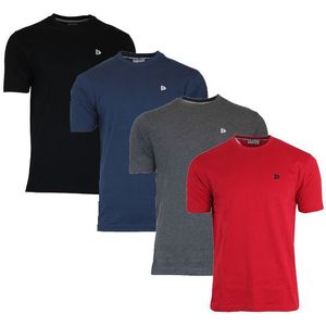 Donnay Donnay Heren - 4-Pack - T-Shirt Vince - Zwart/Navy/Grijs/Rood