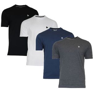 Donnay Donnay Heren - 4-Pack - T-Shirt Vince - Zwart/Wit/Navy/Grijs