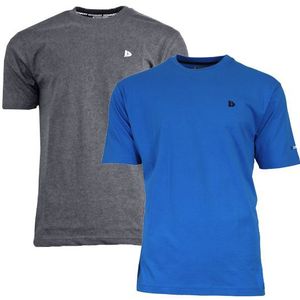 Donnay Donnay Heren - 2-Pack - T-Shirt Vince - Donkergrijs & Cobaltblauw