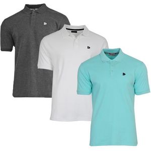 Donnay Donnay Heren - 3-Pack - Polo shirt Noah - Donkergrijs / Wit / Aruba Blue