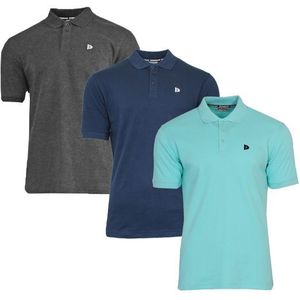 Donnay Donnay Heren - 3-Pack - Polo shirt Noah - Donkergrijs / Navy / Aruba Blue