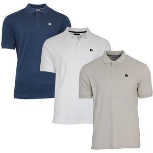 Donnay Donnay Heren - 3-Pack - Polo shirt Noah - Navy / Wit / Sand
