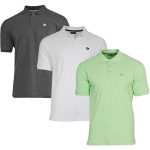Donnay Donnay Heren - 3-Pack - Polo shirt Noah - Donkergrijs / Wit / Lemon Green