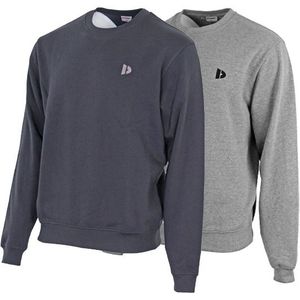 Donnay Donnay Heren - 2-Pack - Fleece Crew Sweater Dean - Navy & Zilvergrijs