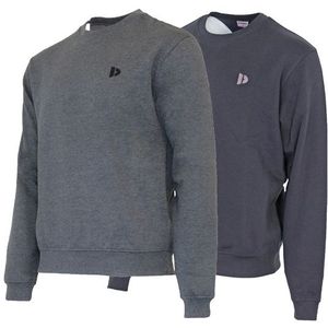 Donnay Donnay Heren - 2-Pack - Fleece Crew Sweater Dean - Donkergrijs & Navy